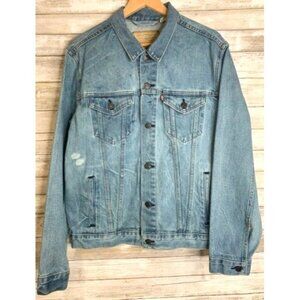 Levis Strauss Premium Cotton‎ Bleach Dye Acid Wash Denim Jacket Women's Size L